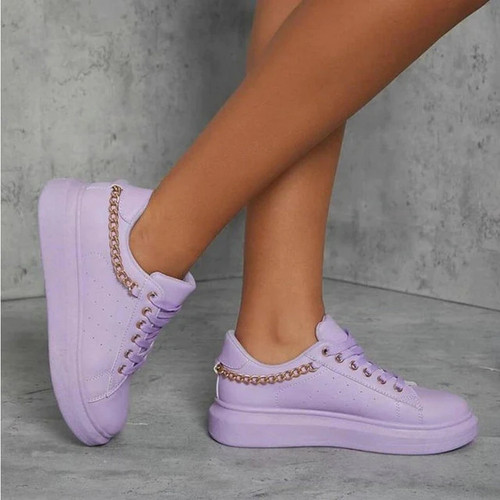 Women Shoes chain leather Tenis Summer Casual White Shoes Canvas Breathable Platform Flat Shoes Woman Sneakers