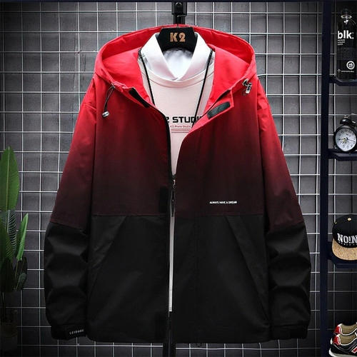 Spring New Printed Hooded Jacket Men Trend Student Sportswear Men Big Jacket Youth Jacket Jacket Men