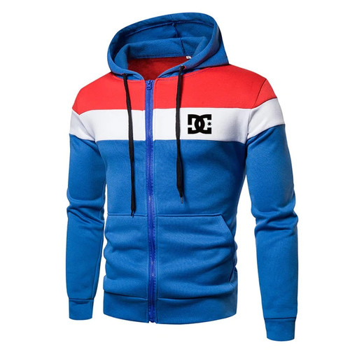 DC New Hoodie Men Spring Casual Solid Long Sleeve Mens Hoodies Sweatshirts Slim Zipper Sweatshirt Mens Hooded Streetwear