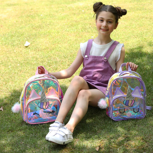 Girls Boys Unicorn Shiny Bakcpacks Childrern Laser Cartoon Sequins Shoulders Bacp Pack Kid Summer Waterproof Outdoor School Bags