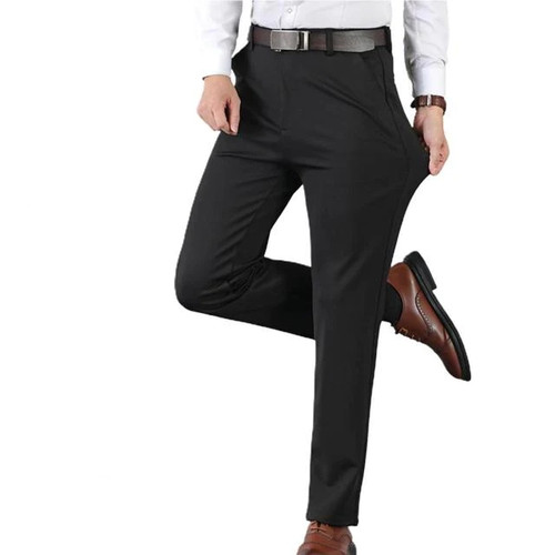 Slim Trousers Men Suit Pants Solid Color Thick Formal Business Pants Male Trousers