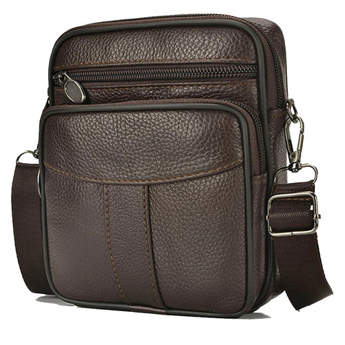 Mens Long Strap Leather Casual Business Shoulder Bag Crossbody Travel Sports Sling Messenger Pack Waist Hanging Bag