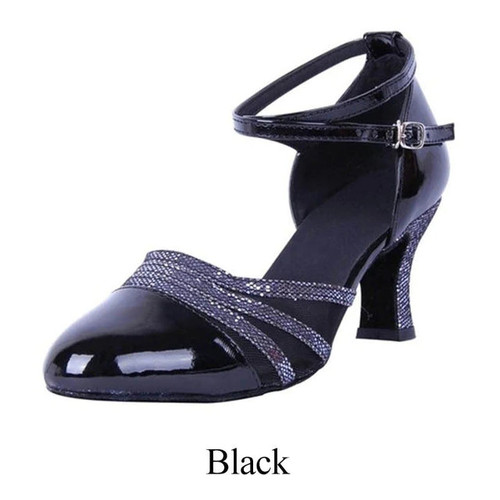 Women Latin Dance Shoes Salsa Woman Ballroom Dancing Shoes Closed Toe 5cm Soft Sole Practice Black Tango Girls Heeled Sandals