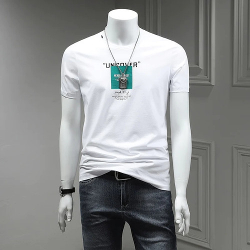 Summer New 100% Cotton Pattern Print T-shirt Men Vintage Short Sleeve T shirt 100% Cotton Tops Tees