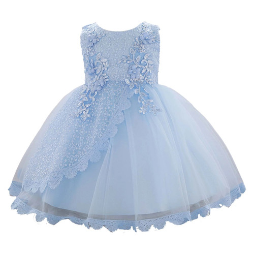 Newborn Baby Girls Elegant Floral Lace Party Dress Cute Mesh Wedding Flower Girls Tutu Christening Birthday Princess Dresses