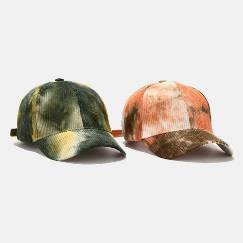 Spring Corduroy Baseball Cap For Men Trendy Tie-dye Women Caps Red Yellow Streetwear Snapback Hip Hop Trucker Hat Bone