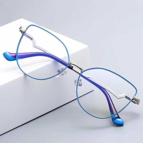 Trending Blue Light Blocking Women Metal Glasses Frame With Spring Hinges Female Anti Radiation Protection Eyeglasses Frames