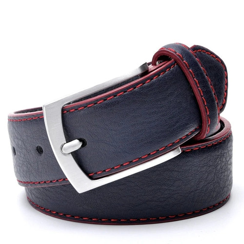 Men Leather Belt Casual Pin Buckle Belt Dark Blue Color Men Belts Cummerbunds ceinture homme