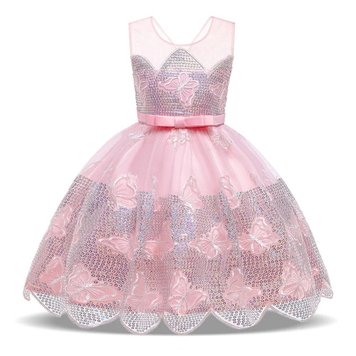 Flower Kids Butterfly Pattern Party Dress Girl Children Costume Bow Princess Dresses Girls Clothes Sleeveless