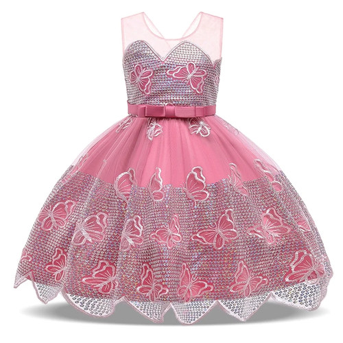 Flower Kids Butterfly Pattern Party Dress Girl Children Costume Bow Princess Dresses Girls Clothes Sleeveless