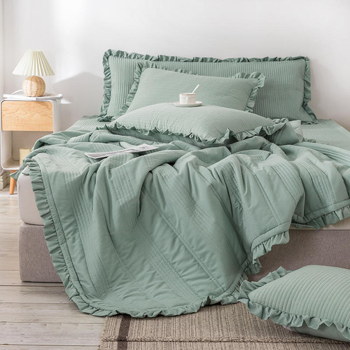 1Pc Bedspreads Queen Size Quilted Bed Cover for Mattress Green Comforter King Size Coverlet Bedspread(no pillowcase)