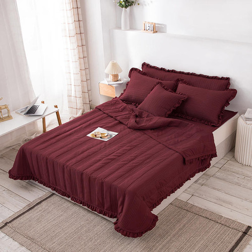 1 Pc Comforter Queen Size Quilted Bedspread Solid Color King Mattress Pad Soft Quilts(pillowcase need order)