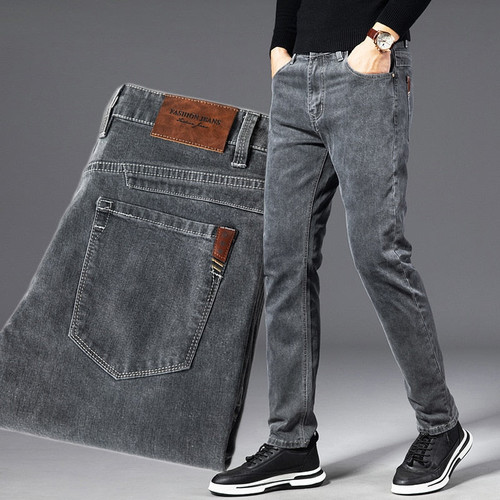 Autumn Summer Denim Jeans Men Straight Stretch Regular Jeans for Man Black Classic Vintage Mens Pant