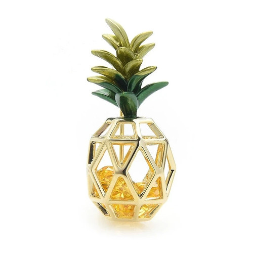 Baby New Crystal Inside Pineapple Brooches For Women Red Yellow Enamel Fruits Weddings Casual Office Brooch Pins Gifts