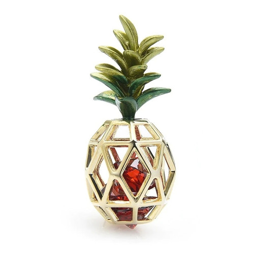 Baby New Crystal Inside Pineapple Brooches For Women Red Yellow Enamel Fruits Weddings Casual Office Brooch Pins Gifts