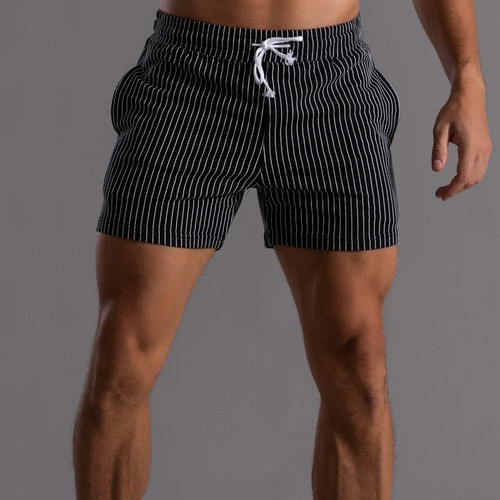Striped Sweat Shorts Men Clothing Elastic Waist Jogger Shorts Men Sportswear Workout Clothes Breathe Running Short