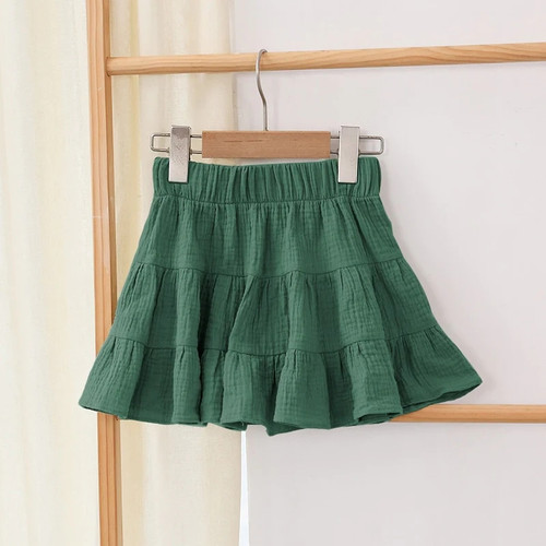 100% Cotton Girls Ruffle Skirt Summer New Toddler Baby Girl Casual Solid Sweet And Cute Children Mini Skirts