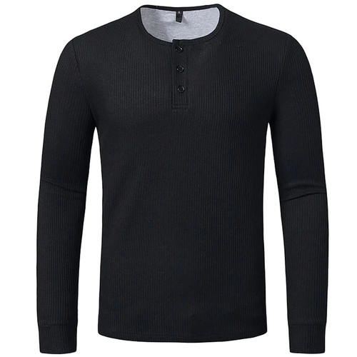 Spring T Shirt Men Henley Collar Long Sleeve Mens T shirt Cotton Slim Fit Comfortable Casual Top Tees Mens Clothing