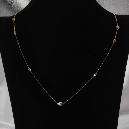 Bezel necklace 45cm in 14K white gold