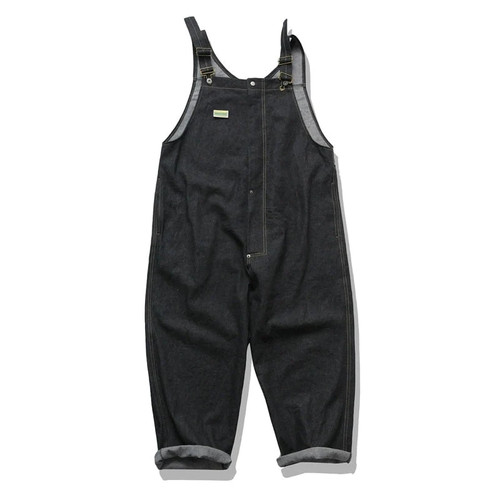 New Men Denim Jumpsuit Bib Loose Jeans Vintage Freight Cargo Pants Overalls Suspender Youth Leisure Black Trousers