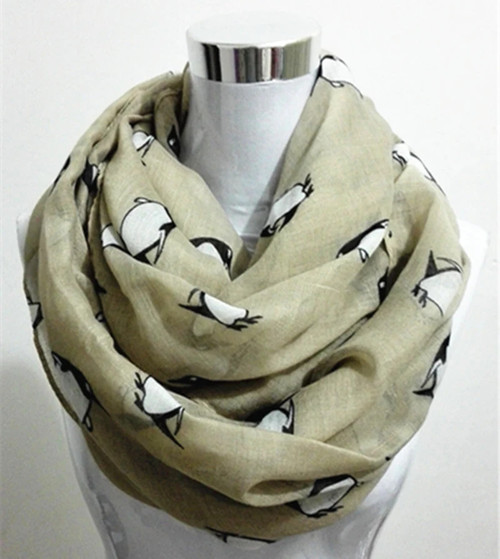 Women Penguin ring scarf Animal Prints Shawl Lady infinity Scarf Popular  four seasons