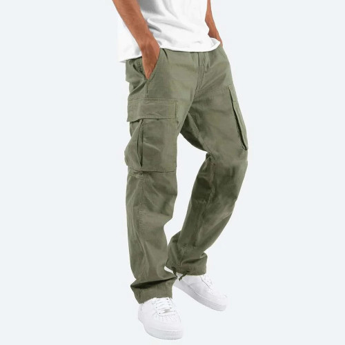 Pants Trousers For Men New Full Length Solid Color Loose Multi-pocket Summer Drawstring Pockets Pants Streetwear