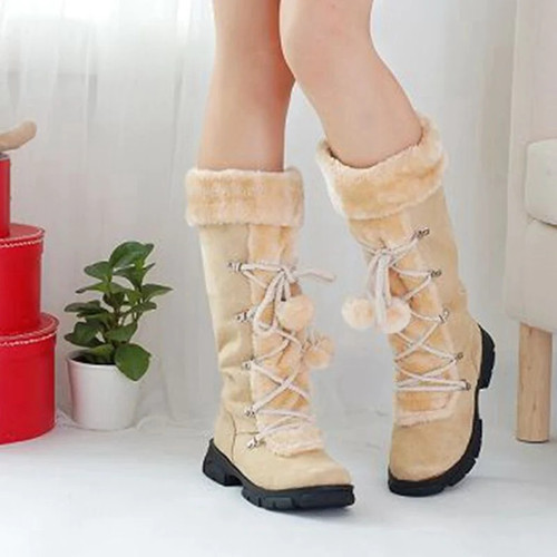 Winter Snow Boots Warm Women High Quality Thick Plush Winter Zipper Shoes Woman Long Boots