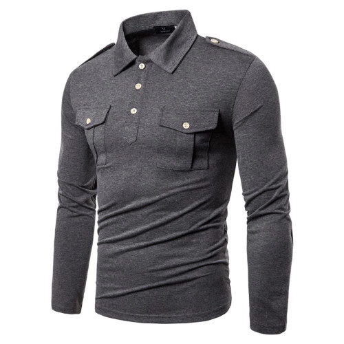 Men Shirts Casual Solid Color Buttons Slim Fit Turn-down Collar Long Sleeve Cotton Autumn Shirts for men