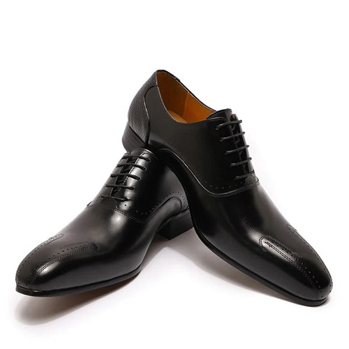 WINTER LUXURY MEN GENUINE LEATHER SHOES LACE UP WEDDING OFFICE BUSINESS POINTED TOE FORMAL MEN DRESS  OXFORD SHOES FOR MEN