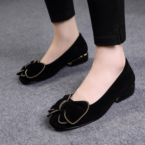 Black Work Shoes New Spring Autumn Women Bowknot Casual Shoes Female Loafer Shoes Fashion Shallow Shoes Single