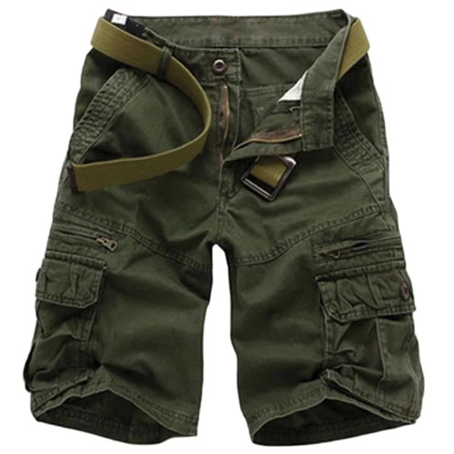 Shorts Men Cotton Cargo Shorts ArmyGreen Tactical Loose Casual Homme Bermuda Shorts Male