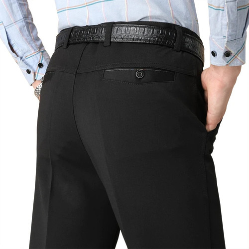 Men Trousers Middle-aged Men Trousers Casual Loose Thin Pants for Male Straight High Waist Man Trouser Pant-1