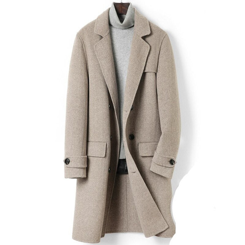 Double-sided Woolen Coat Men’s Medium 100% Wool Winter Thick Down Liner Cashmere Coat for Men Vintage British Woolen Jacket Men