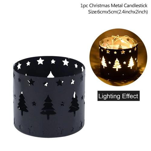 Christmas Iron Hollow Candle Holder Merry Christmas Decorations For Home Table Ornaments Noel Natal New Year Gifts