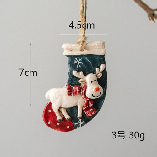Christmas Tree Ornament DIY Wooden Hanging Pendants Retro Small Horse Christmas Socks Home Decorations Xmas Kids Gifts 1pc