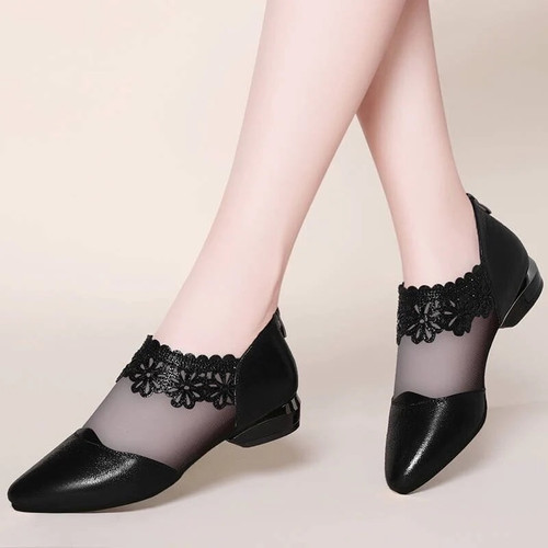 Flats Lace Shoes Without Heels Women Spring Luxury Floors Style Ladies Loafers Pumps Women Mesh Sandals