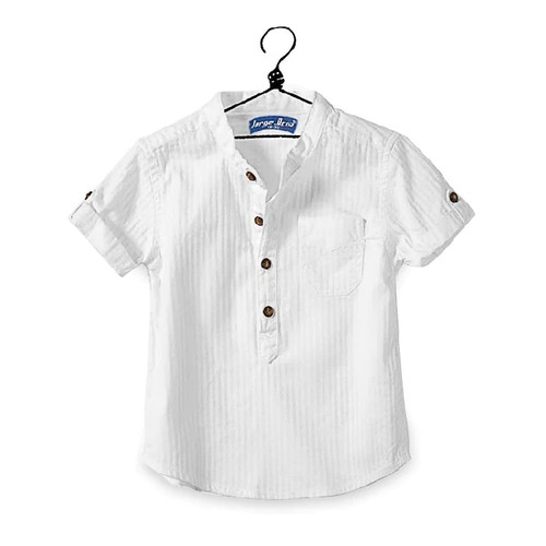 baby stand collar shirt 100% cotton white top