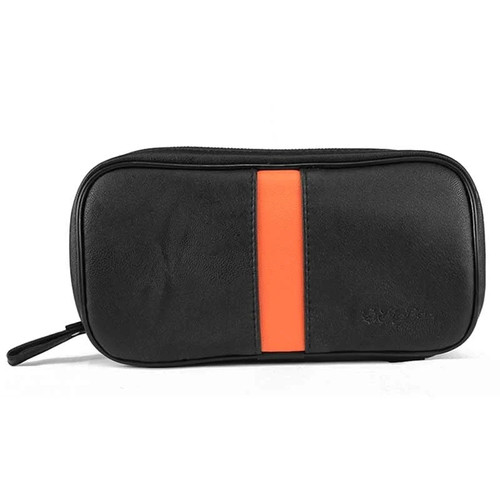 Black Orange Strip Soft Leather Pipe Pouches Bag for 2 Smoking Pipes Tamper Tools Briefcase