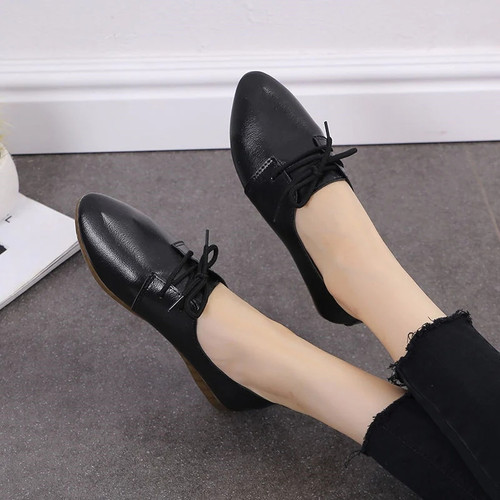 Spring Women Flats Shoes Women Genuine Leather Flats Ladies Shoes Female Cutout Slip on Ballet Flat Loafers