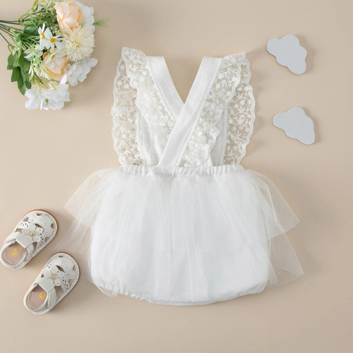 Infant Girl Romper Dress Newborn Girl Pure Cotton Embroidered Floral Lace Jumpsuit Kids Baby Clothes Outfits Summer 0-24M