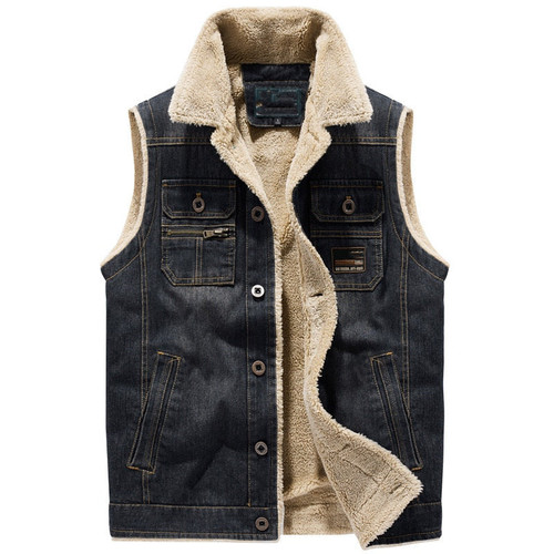 New Ticken Vest Men Waistcoat Velvet Cowboy Vests Leisure Denim Vests Man Male Outerwear Coats Mens Tops