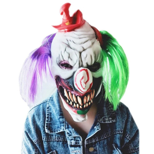 Horrible Joker Circus Clown latex mask Halloween Demon Devil Scary Costume hood Purim Carnival parade Cosplay party tricky props