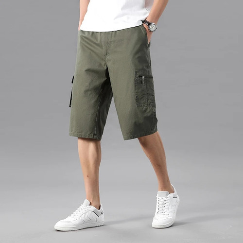 Summer Cargo Shorts Men Fashion Casual Multi-pocket Cotton Shorts Breeches Homme Loose Boardshorts Male