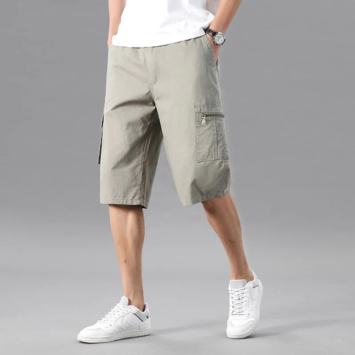 Summer Cargo Shorts Men Fashion Casual Multi-pocket Cotton Shorts Breeches Homme Loose Boardshorts Male