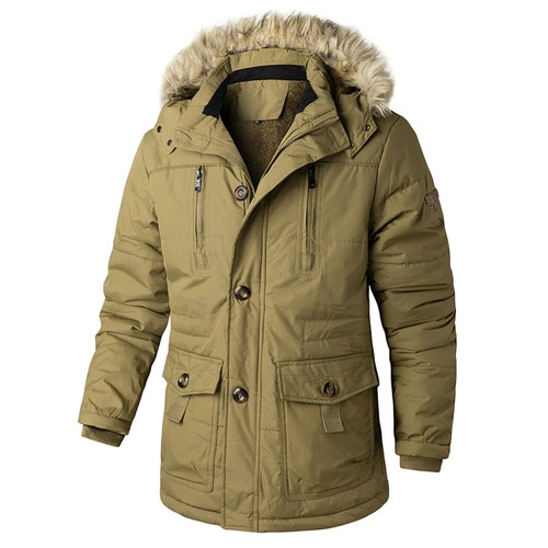 Winter Thicken Warm Jacket Windproof Fashion Casual Coat Men Windbreaker Hooded Fur Collar Men Jackets