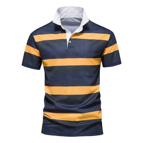 Sping and Summer Polo Shirts for Men Short Sleeve Striped Men Polos Casual Social Business Shirt Men Clothing
