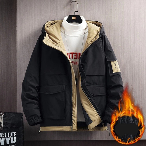 Autumn/Winter New Men Trend Thickened Cotton Warm Hooded Coat Men Casual High Quality Work Jacket