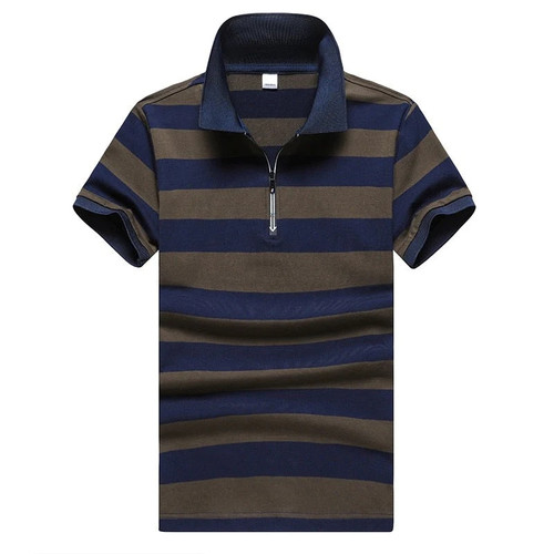 Summer Men Casual Lapel Stripe Short Sleeve Polo Shirt Summer Comfortable Breathable High Quality Polo Shirt