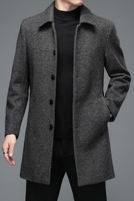 Mens Winter Jackets and Coats Business Casual Woolen Jackets Coats Long Overcoat Men Turn Down Collar Wool Blends