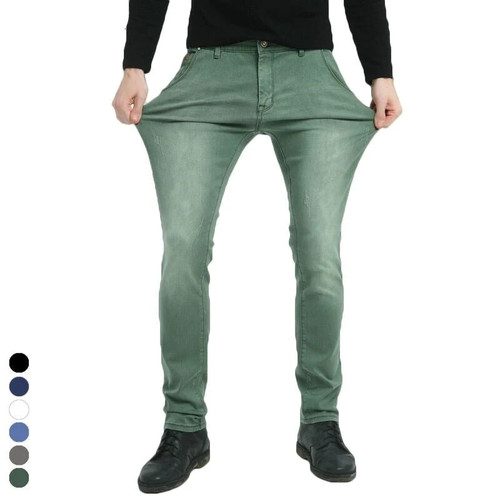 Men Elastic Jeans Slim Skinny Jeans Casual Pants Trousers Jean Male Green Black Blue